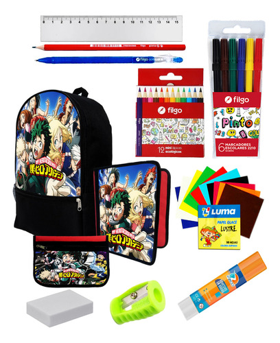 Super Set Mochila + Utiles De My Hero Academia C265