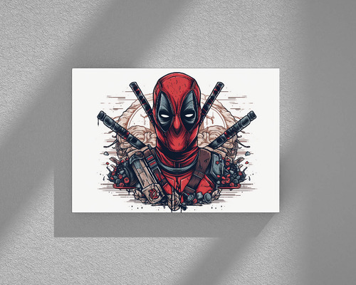 Arte De Pared Dibujos Deadpool Para Comedor 75x50cm