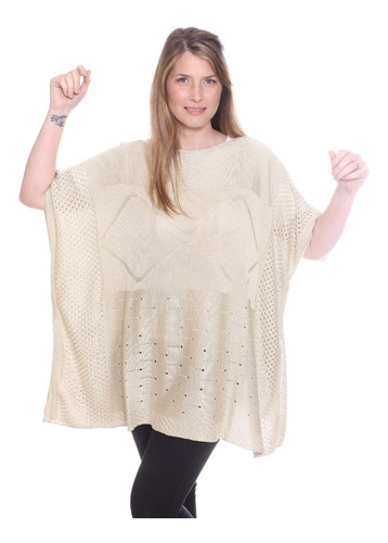 Imagen 2 de 8 de Poncho Tejido Mujer Calado Verano Art 3701