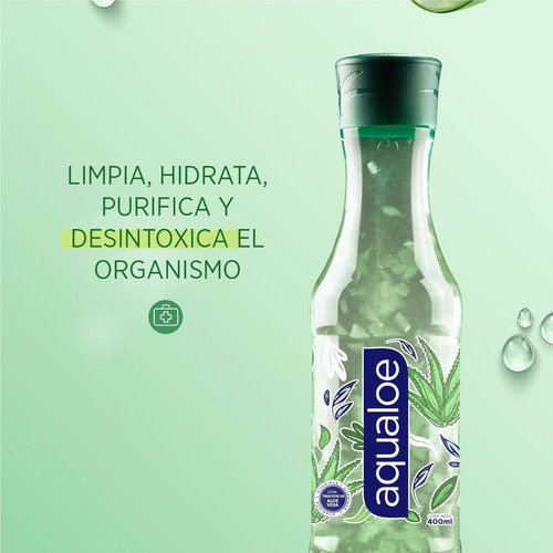 Imagen 5 de 6 de Jugo Natural Pulpa Aloe Vera Vit C B1 Calcio Aqualoe 400ml