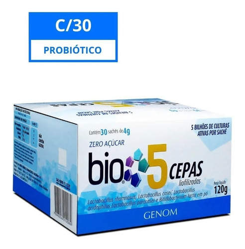 Bio 5 Cepas Liofilizadas Probióticos Caixa 30 Undades 120g