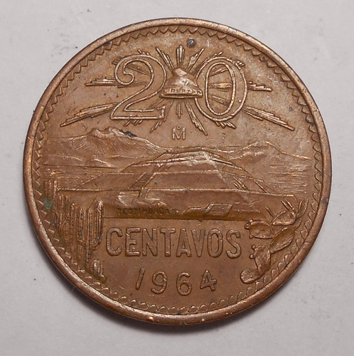 Mexico 20 Centavos 1964 - Pirámide - Excelente++ - Km#440