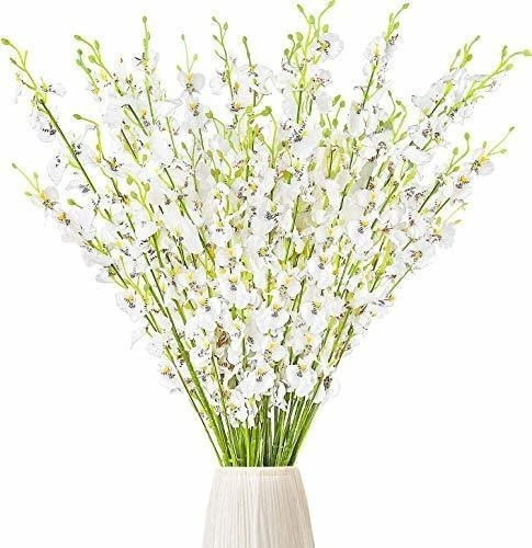 Cewor 15pcs Flores De Orquídeas Blancas Artificiales Faux Si