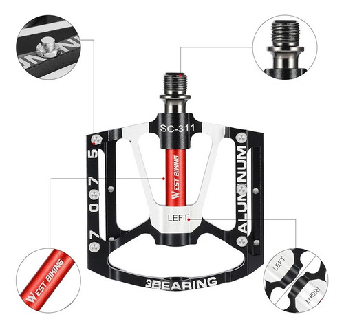 Pedales Ultraligeros 3 Rodamientos Bicicleta De Montaña