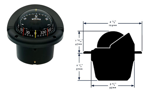 Brujula Montaje Empotrado 3.75 Combi Negro 
