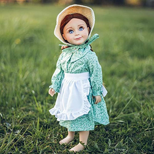 Ropa Para Muñecas, Vestido Y Sombrero, Color Verde-blanco