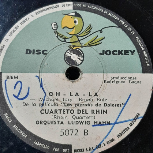 Pasta Cuarteto Del Rhin L Hahn Orq Disc Jockey C277