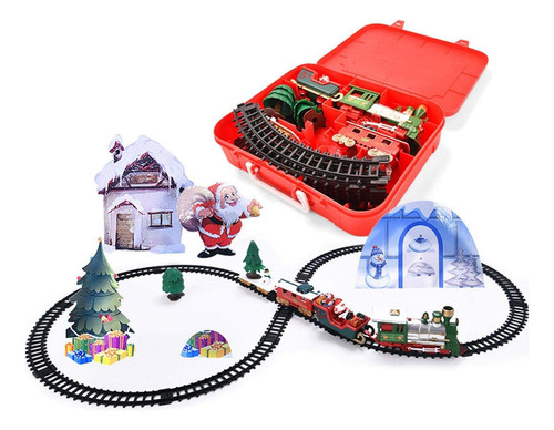 Set De Tren Navideño Con Sonido Y Faros Realistas,