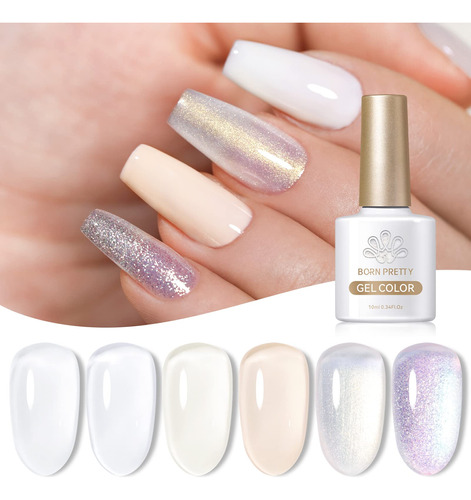 Born Pretty Juego De Esmalte De Uas De Gel Blanco Lechoso, E