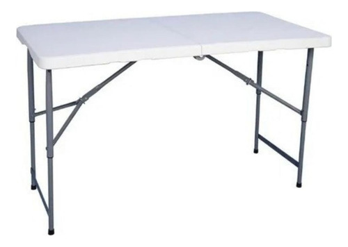 Mesa Plegable Tipo Portafolio 122 Cm Ajustable Altura Color Blanco