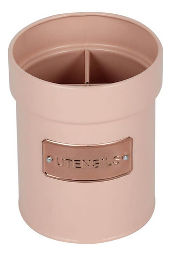 Lata Porta Utensílios De Cozinha Redondo Rosa Rosegold Fosco