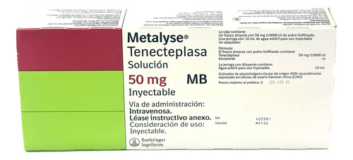 Metalyse 50 Mg Tenecteplasa, Solución