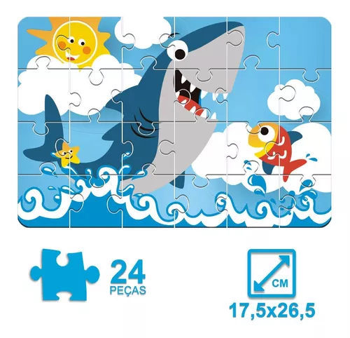 Quebra- Cabeça Infantil Puzzle Tubarão 24 Pçs Jogo Educativo