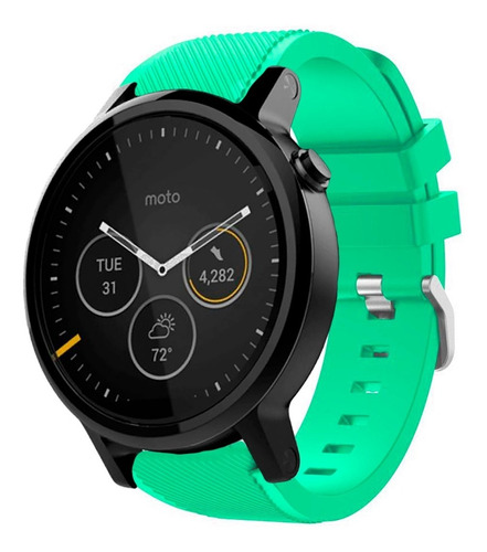 Correa Deportiva + Mica Para Moto 360 2da Generacion 46 Mm Turquesa