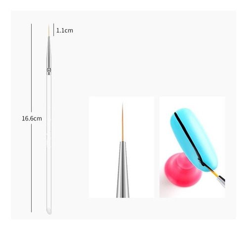 Imagem 2 de 8 de Kit3 Pincel Fina Profissionais Decoração De Unha Natural/gel