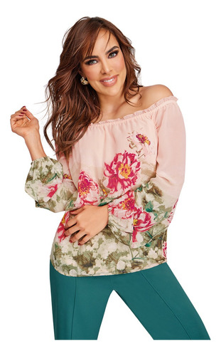 Blusa Off Shoulder Con Estampado De Flores 960-38