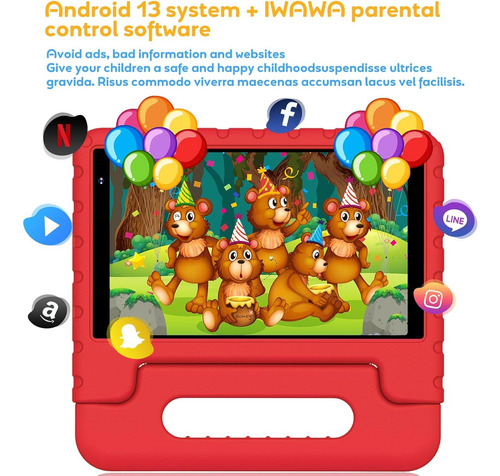 Tablet Niños 7gb+64gb/tf 512gb Android Wifi Con Funda Eva