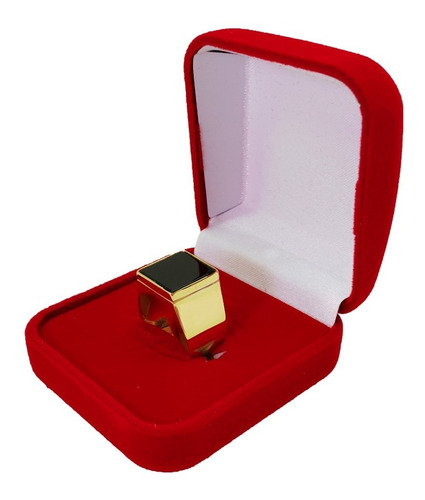 Anel Comendador Em Ouro 18kl/750 Com Pedra Onix Natural 9 Gramas