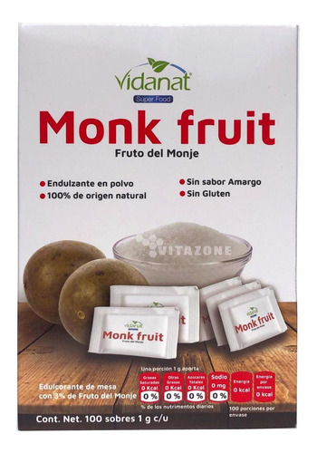 Fruta Del Monje Monk Fruit 100 Sobres