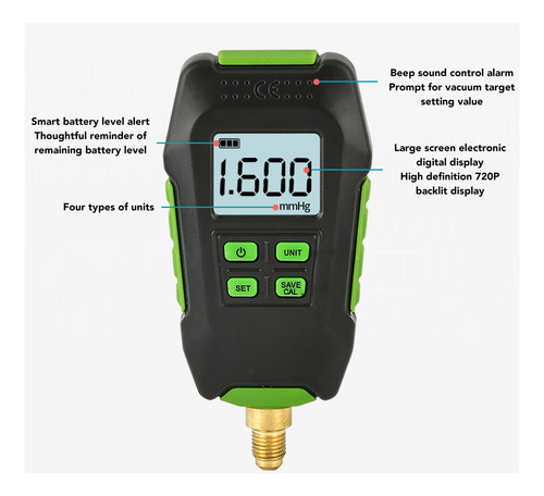 Medidor De Vacío Lcd Digital Medición Niveles Alta Precisió