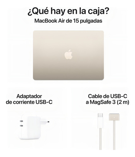 MacBook Air M3 15" blanco estelar 16GB de Ram - 512GB SSD - Apple Chip M3 - Distribuidor Autorizado