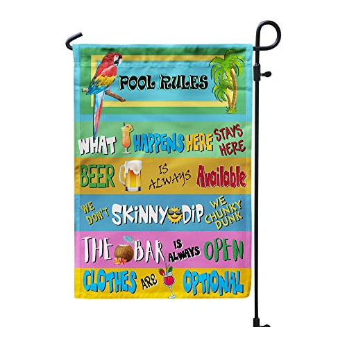 Pool Rules Garden Flag, Pool Flag, 12,5x18 Flag, Summe...