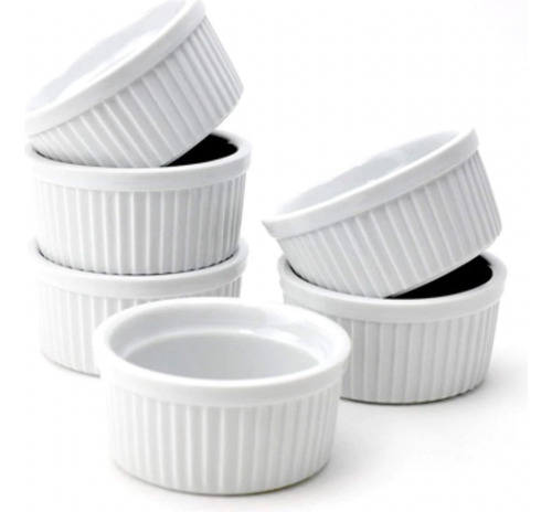 Kit 06 Ramequins Branco Polipropileno Não Quebra