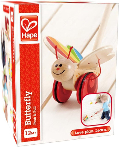 Imagen 5 de 5 de Juguete De Empuje Y Arrastre De Mariposa Para Bebés De Hape