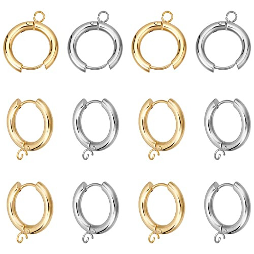 12pcs 2 Colores Huggie Hoop Earring 18mm Round Hinged E...