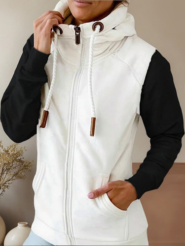 Sudadera Con Capucha De Cuello Alto Y Manga Larga Para Entre