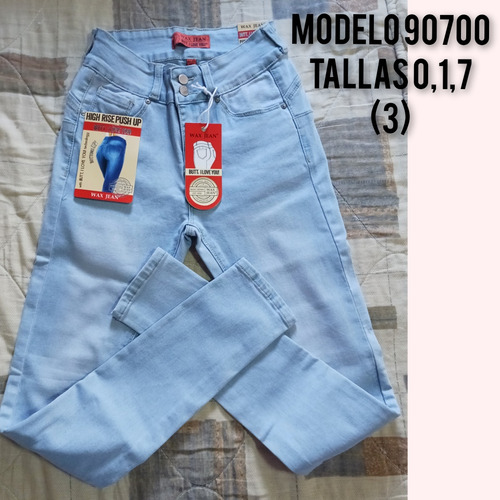 Jean Dama Americano. Wax Jean Color Azul Talla 0, 1, 