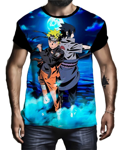 Camiseta Camisa Personalizada Anime Desenho Naruto E Sasuke
