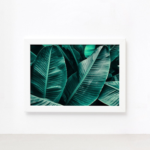 Imagem 3 de 4 de Quadro Decorativo Folhagem Folha Moldura Branca 33x43cm