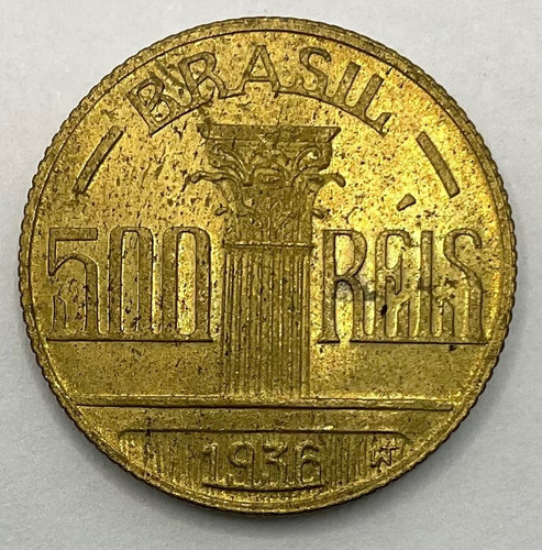 500 Reis 1936 Br/al 4 Gr 22,5 Mm Regente Feijó (v153j