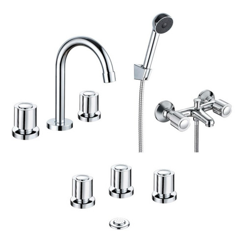 Combo Grifería Canilla Baño Monocomando Metal Ducha Bidet