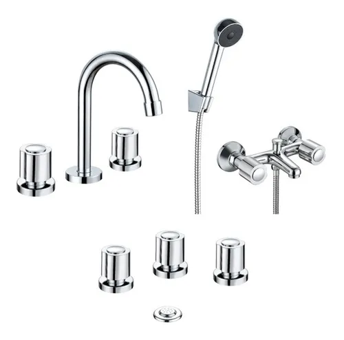 Combo Grifería Canilla Baño Monocomando Metal Ducha Bidet