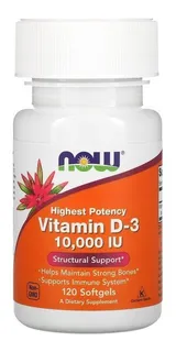 Vitamina D3 10000 Ui 120 Softgels Now Foods Importado Saude