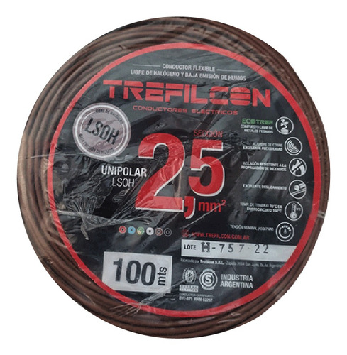 Cable Libre Halogeno 2,5mm Normalizado Trefilcon Lsoh Marrón