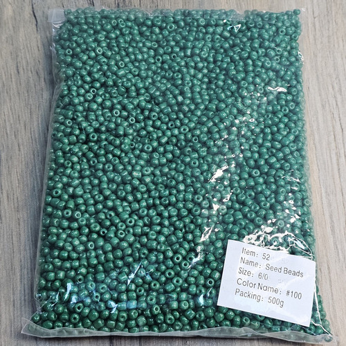 Mostacillon Verde X 500 Gramos , Bijou Diámetro 4 Mm Largo 4 Mm