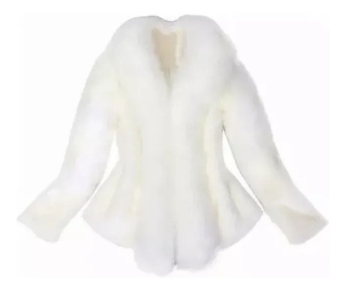 Chaqueta Femenina Piel Artificial Elegante, Gruesa Y Cálida