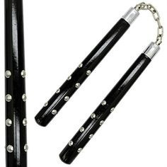 Nunchaku O Chacos Madera Con Estoperoles Cadena Metalica