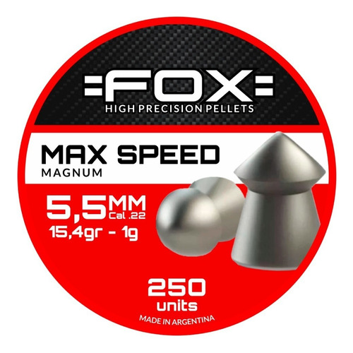 Imagen 1 de 4 de Balines Max Speed Cal. 5,5mm X 250 Unid.