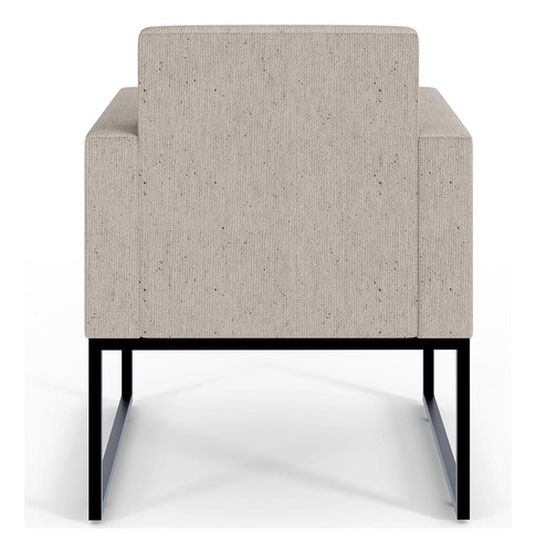 Kit 02 Poltronas Decorativas para Sala Recepção Base Fixa De Metal Helô L02 Linho Bege