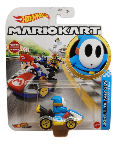 Diecast Hotwheels Mario Kart Azul Claro Shy Guy Estándar -.
