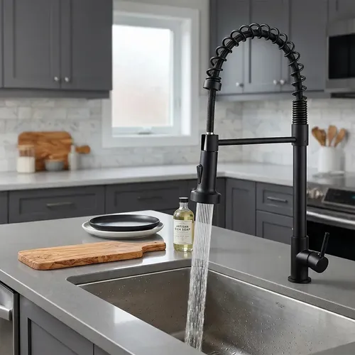 Torneira Cozinha Gourmet DUCALY Flexível Inox Acabamento Fosco Cor Preta