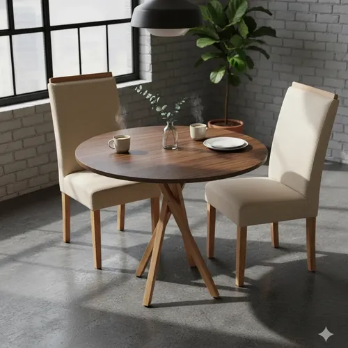 G&D Store Mesa Jantar Redonda G&d Madeira 80cm Industrial