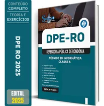 Comprar Apostila Concurso Dpe Ro - Técnico Em Informática - Classe A