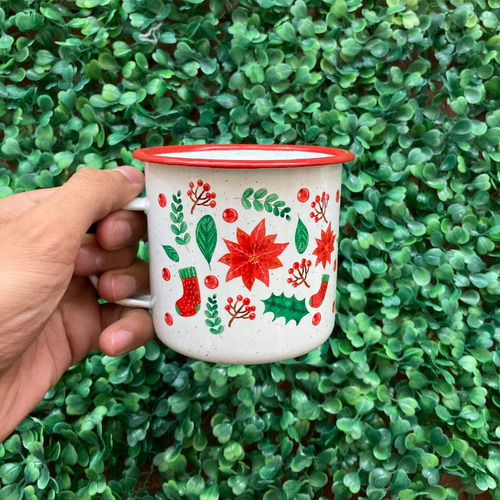 Taza Peltre Regalo Navidad - Diseño Navideño Nochebuena