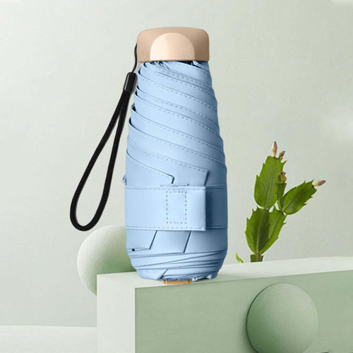 Sombrilla De Viaje Paraguas Compacto Mochila Azul Claro