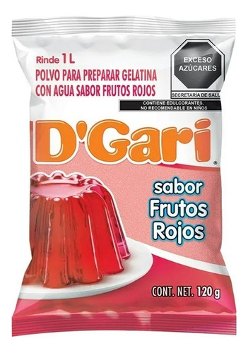 Gelatina En Polvo D-gari Agua Sobre Sabor Frutos Rojos 120gr